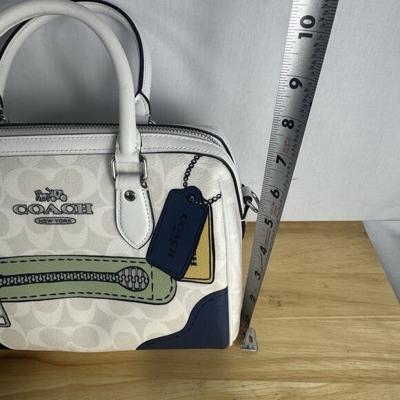COACH Rowan Satchel In Signature Canvas With Trompe L'oeil Print CH168 White - Picture 13 of 13
